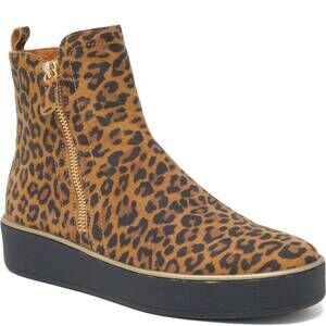 NEW ZIERA women's zolio ankle boots in tan leopard